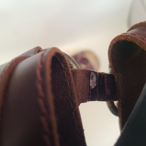 Vtg 90's Y2K Wild Pair Lug O Ring Brown Leather Sandals - Picture 12 of 16